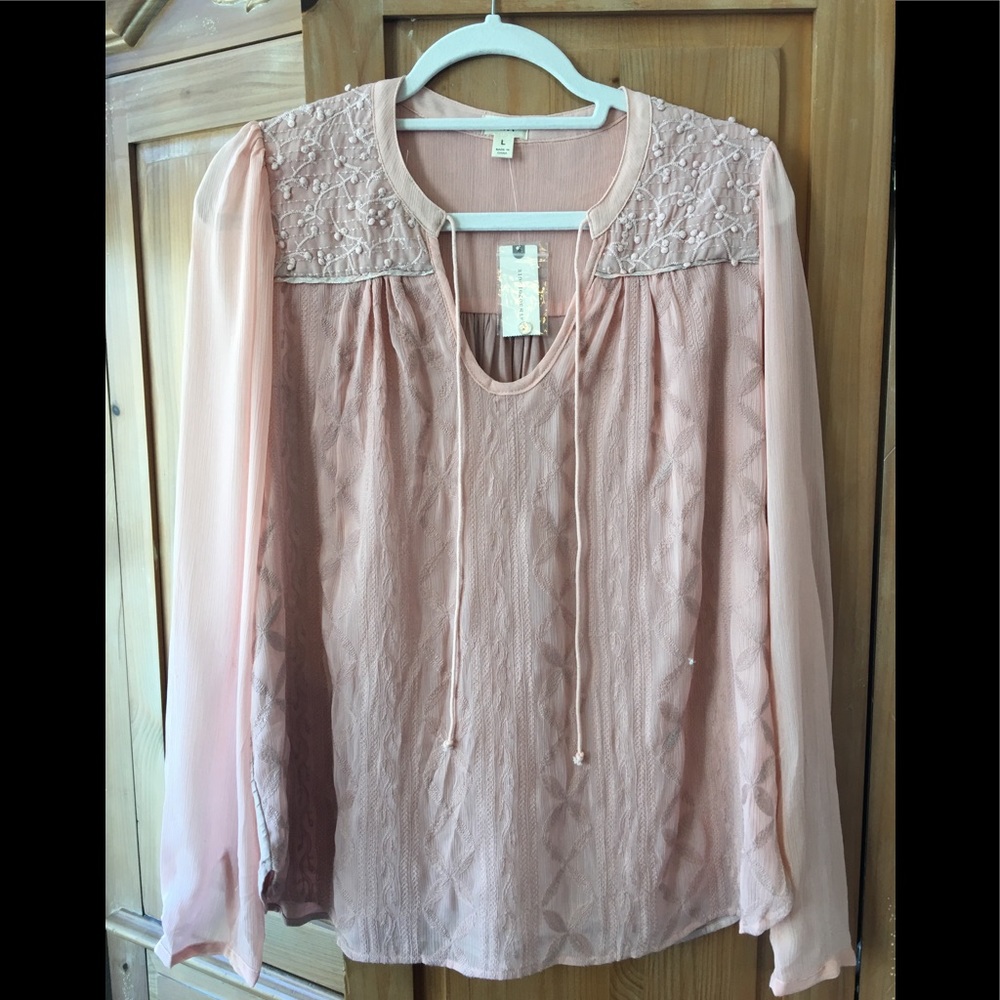 Anthropology -Peach/Salmon lined Blouse